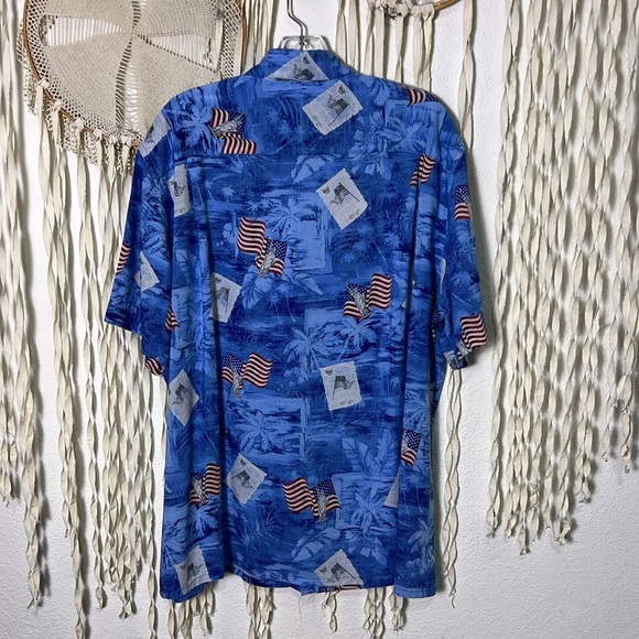 Men’s Campia Americana Patriot Fourth of July Short Sleeve Rayon Button Down XL - Picture 3 of 7